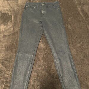 7 For All Man Kind Black  Faux Leather Ankle Skinny Jeans